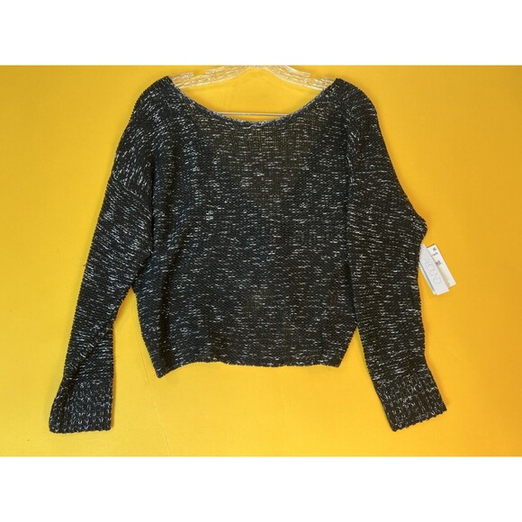 ABOUND Twist Back Sweater Top Womens M Black Marled Knit Pullover Cropped NWT - Picture 6 of 7